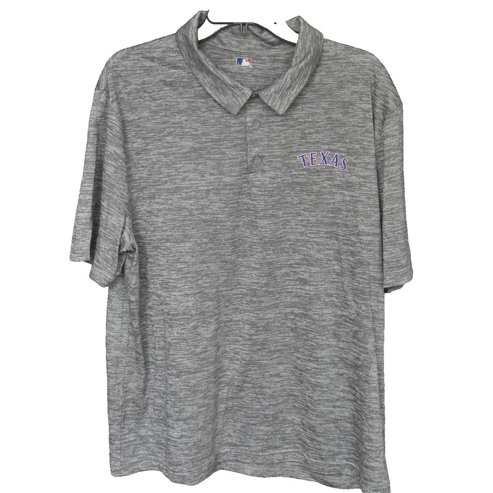 MLB Texas Rangers XL Polo Gray Shirt Short Sleeve Stretch